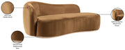 Gustavo Velvet Upholstered Chaise Lounge in Saddle - 44081Saddle-Chaise