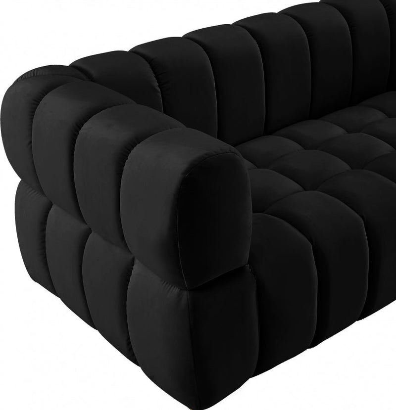Gwen 68" Velvet Upholstered Loveseat in Black - 670Black-L