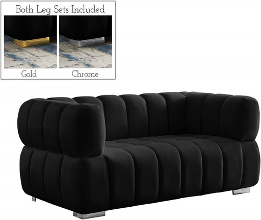 Gwen 68" Velvet Upholstered Loveseat in Black - 670Black-L
