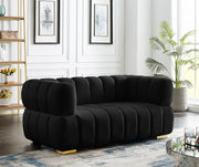 Gwen 68" Velvet Upholstered Loveseat in Black - 670Black-L