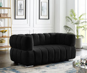 Gwen 68" Velvet Upholstered Loveseat in Black - 670Black-L