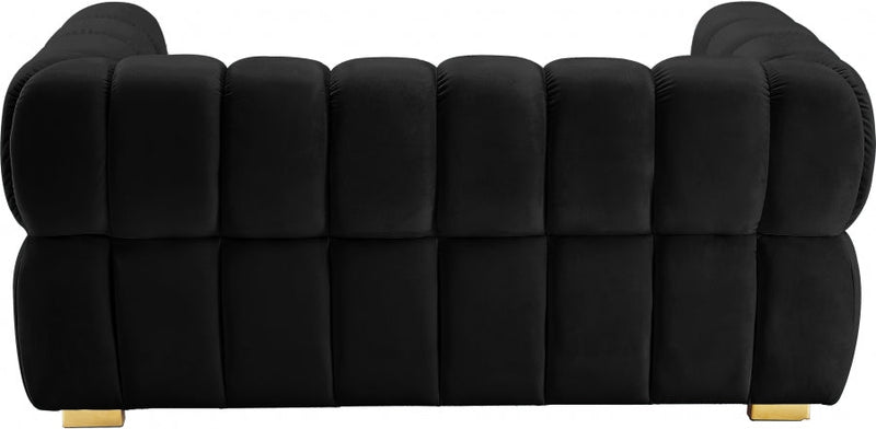 Gwen 68" Velvet Upholstered Loveseat in Black - 670Black-L