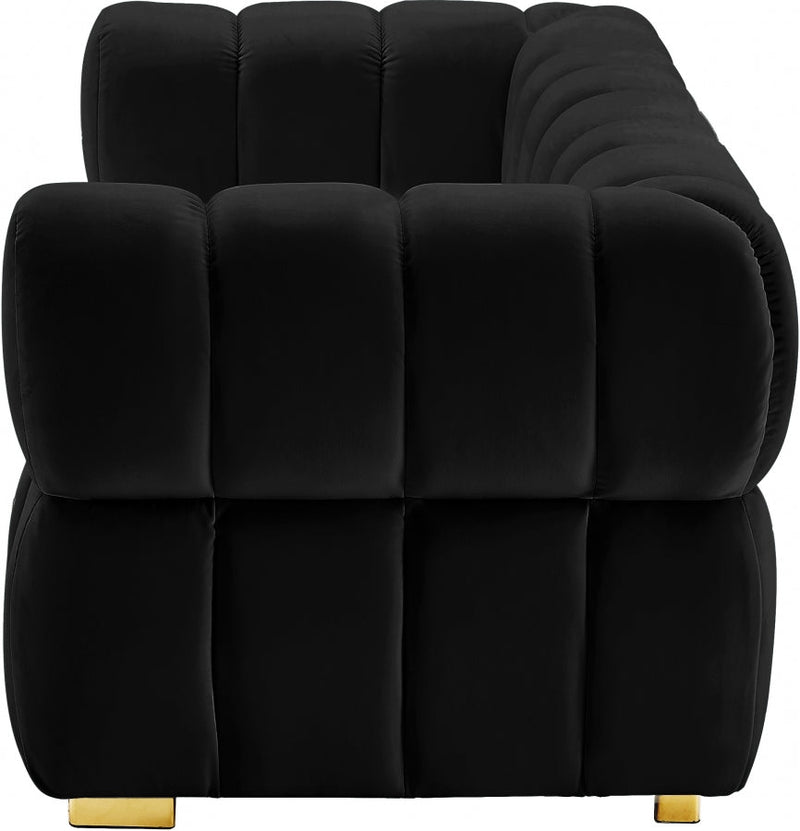 Gwen 68" Velvet Upholstered Loveseat in Black - 670Black-L