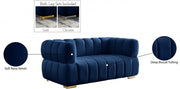 Gwen 68" Velvet Upholstered Loveseat in Blue - 670Navy-L