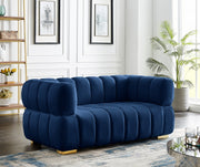 Gwen 68" Velvet Upholstered Loveseat in Blue - 670Navy-L