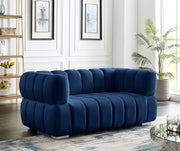 Gwen 68" Velvet Upholstered Loveseat in Blue - 670Navy-L