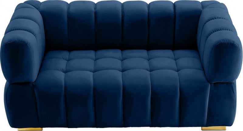 Gwen 68" Velvet Upholstered Loveseat in Blue - 670Navy-L