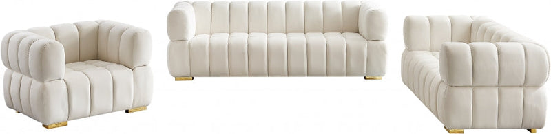 Gwen 68" Velvet Upholstered Loveseat in Cream - 670Cream-L