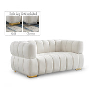 Gwen 68" Velvet Upholstered Loveseat in Cream - 670Cream-L