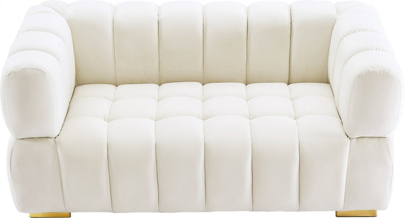 Gwen 68" Velvet Upholstered Loveseat in Cream - 670Cream-L