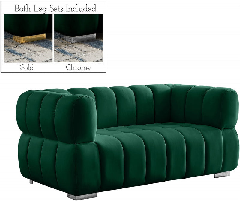 Gwen 68" Velvet Upholstered Loveseat in Green - 670Green-L