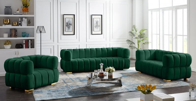Gwen 68" Velvet Upholstered Loveseat in Green - 670Green-L
