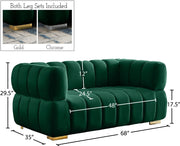 Gwen 68" Velvet Upholstered Loveseat in Green - 670Green-L