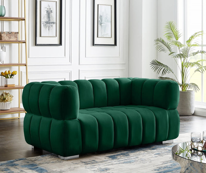 Gwen 68" Velvet Upholstered Loveseat in Green - 670Green-L