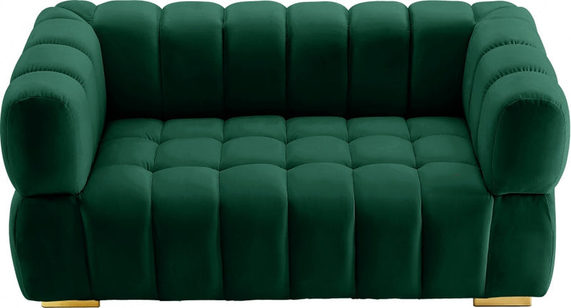 Gwen 68" Velvet Upholstered Loveseat in Green - 670Green-L