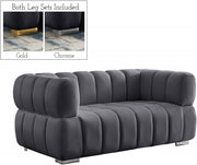 Gwen 68" Velvet Upholstered Loveseat in Grey - 670Grey-L