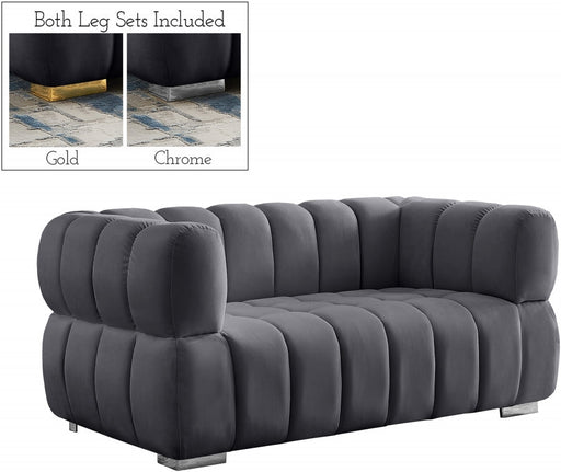 Gwen 68" Velvet Upholstered Loveseat in Grey - 670Grey-L