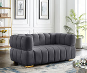 Gwen 68" Velvet Upholstered Loveseat in Grey - 670Grey-L