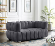Gwen 68" Velvet Upholstered Loveseat in Grey - 670Grey-L