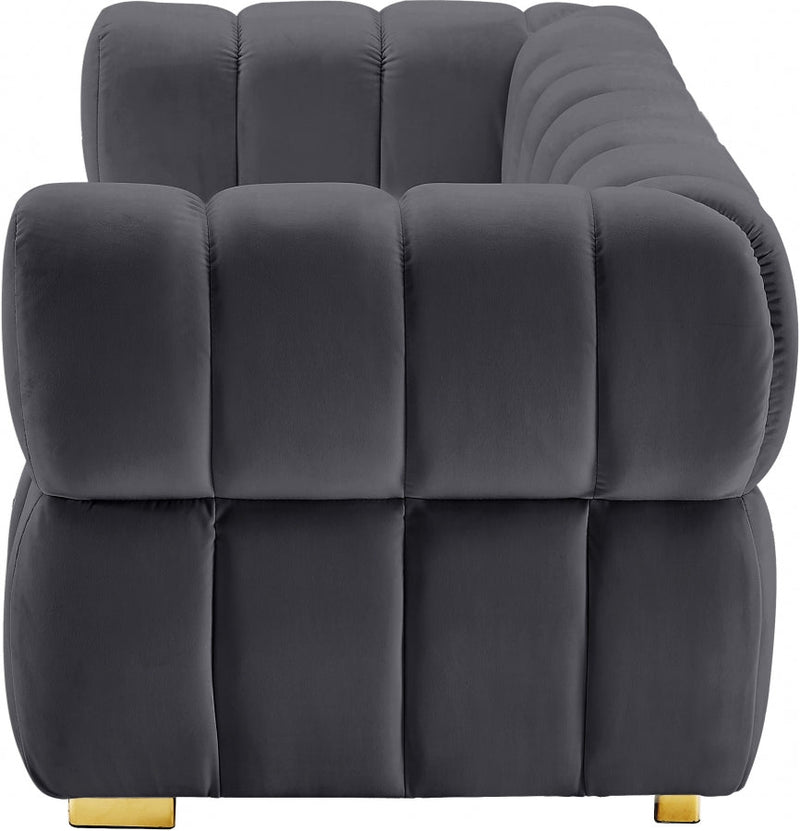Gwen 68" Velvet Upholstered Loveseat in Grey - 670Grey-L