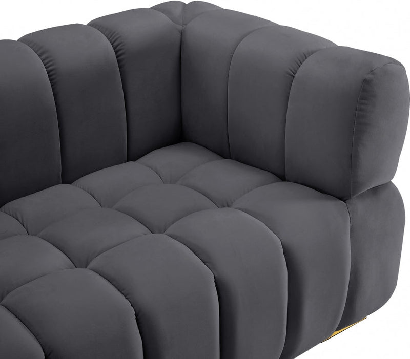 Gwen 68" Velvet Upholstered Loveseat in Grey - 670Grey-L