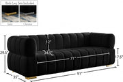 Gwen 91" Velvet Upholstered Sofa in Black - 670Black-S