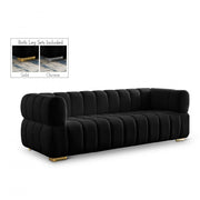 Gwen 91" Velvet Upholstered Sofa in Black - 670Black-S
