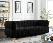 Gwen 91" Velvet Upholstered Sofa in Black - 670Black-S