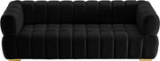 Gwen 91" Velvet Upholstered Sofa in Black - 670Black-S