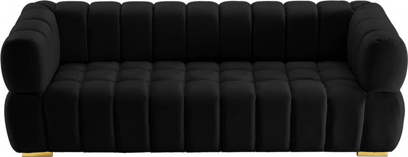 Gwen 91" Velvet Upholstered Sofa in Black - 670Black-S