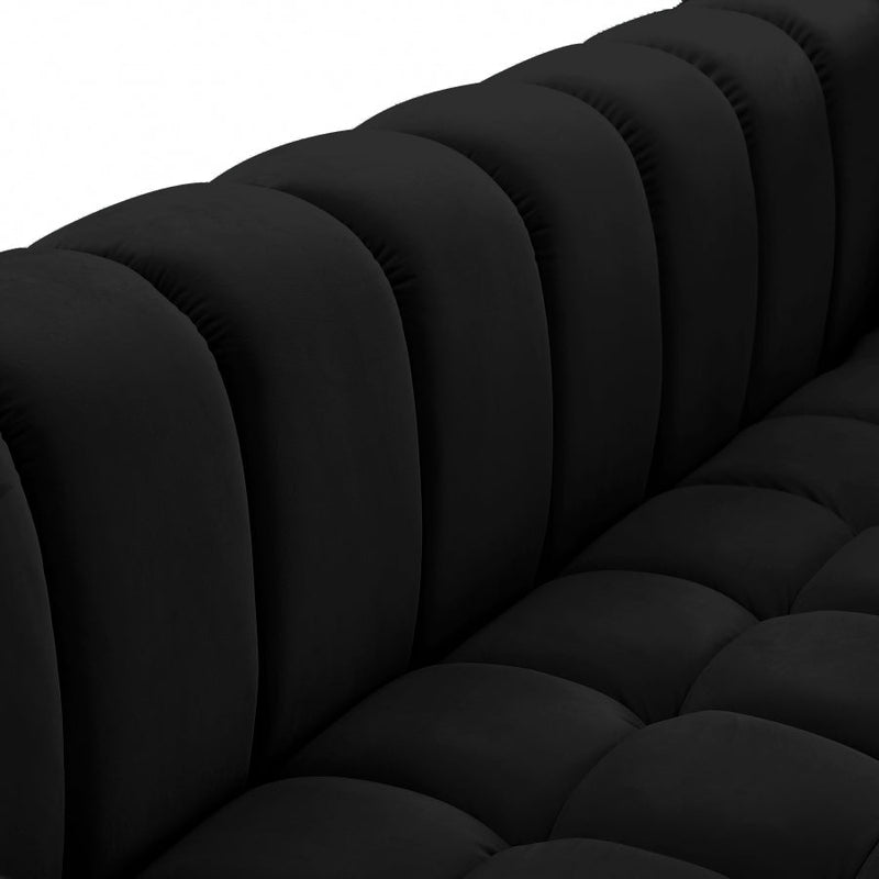 Gwen 91" Velvet Upholstered Sofa in Black - 670Black-S
