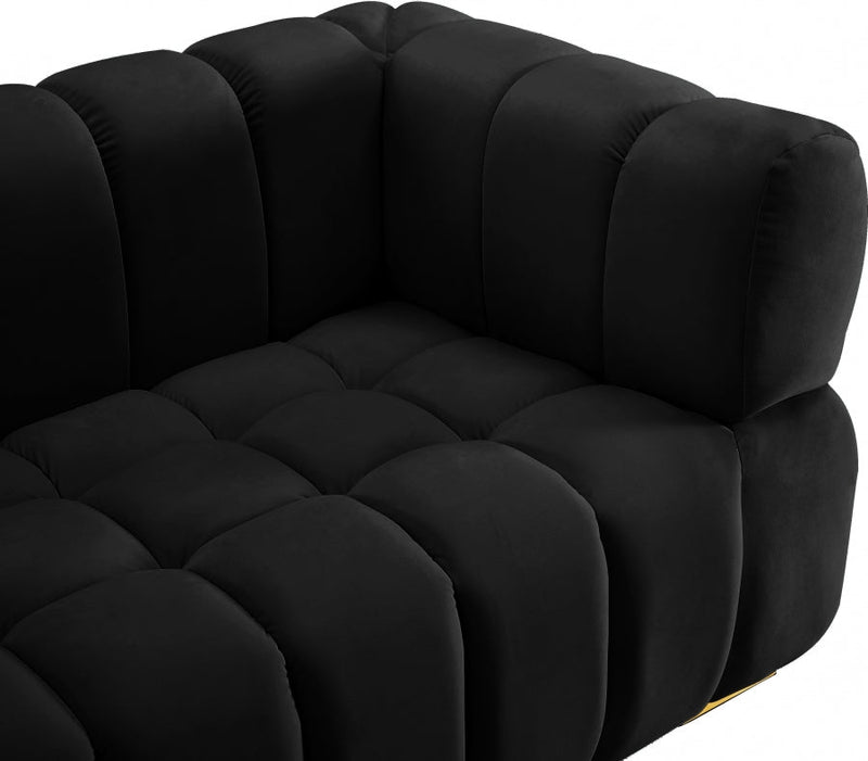 Gwen 91" Velvet Upholstered Sofa in Black - 670Black-S