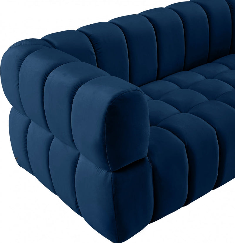 Gwen 91" Velvet Upholstered Sofa in Blue - 670Navy-S