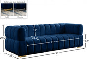 Gwen 91" Velvet Upholstered Sofa in Blue - 670Navy-S