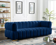 Gwen 91" Velvet Upholstered Sofa in Blue - 670Navy-S