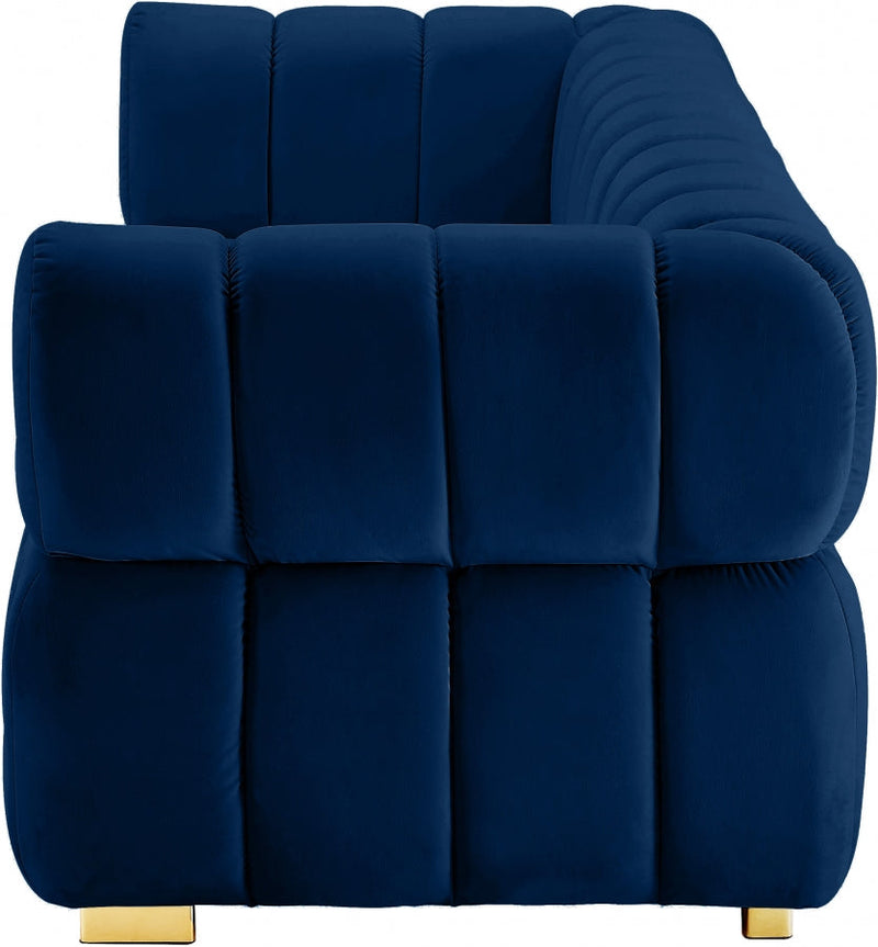 Gwen 91" Velvet Upholstered Sofa in Blue - 670Navy-S