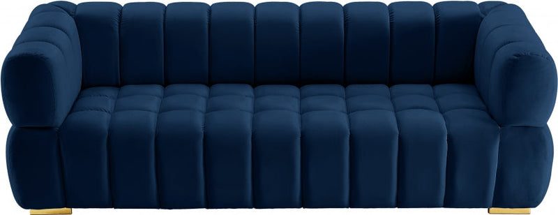 Gwen 91" Velvet Upholstered Sofa in Blue - 670Navy-S