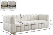 Gwen 91" Velvet Upholstered Sofa in Cream - 670Cream-S
