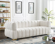 Gwen 91" Velvet Upholstered Sofa in Cream - 670Cream-S