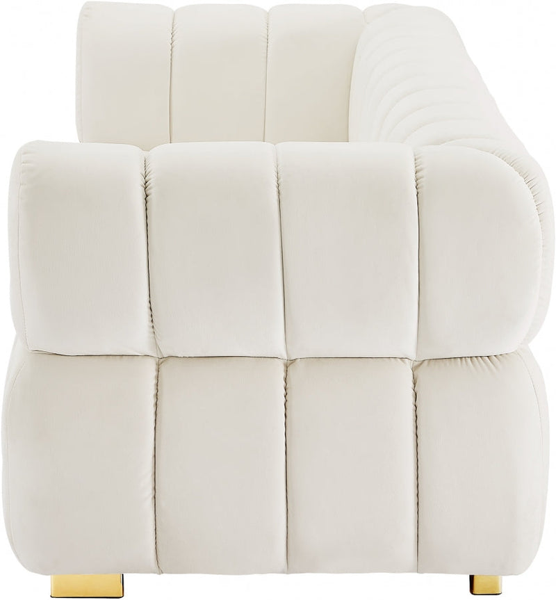 Gwen 91" Velvet Upholstered Sofa in Cream - 670Cream-S