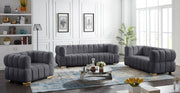 Gwen 91" Velvet Upholstered Sofa in Grey - 670Grey-S