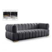 Gwen 91" Velvet Upholstered Sofa in Grey - 670Grey-S