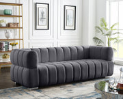 Gwen 91" Velvet Upholstered Sofa in Grey - 670Grey-S