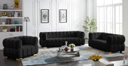 Gwen Velvet Upholstered Chair in Black - 670Black-C