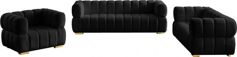Gwen Velvet Upholstered Chair in Black - 670Black-C