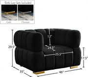 Gwen Velvet Upholstered Chair in Black - 670Black-C