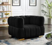Gwen Velvet Upholstered Chair in Black - 670Black-C