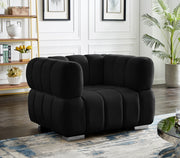 Gwen Velvet Upholstered Chair in Black - 670Black-C