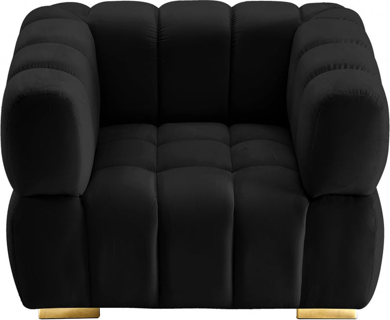 Gwen Velvet Upholstered Chair in Black - 670Black-C