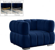 Gwen Velvet Upholstered Chair in Blue - 670Navy-C